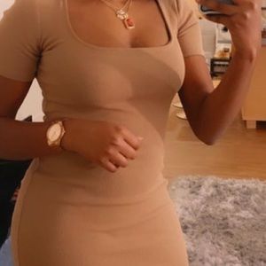 BROWN/NUDE BASIC DRESS